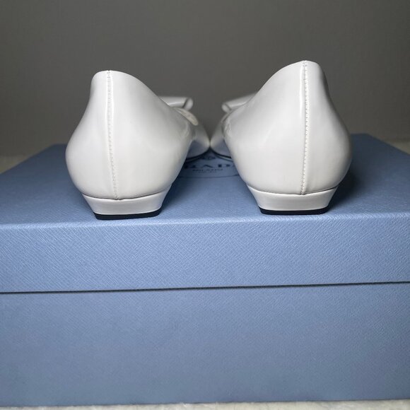 Prada Calzature Donna Spazzolato white flats with floral applique size EU40 US10 - Picture 8 of 10